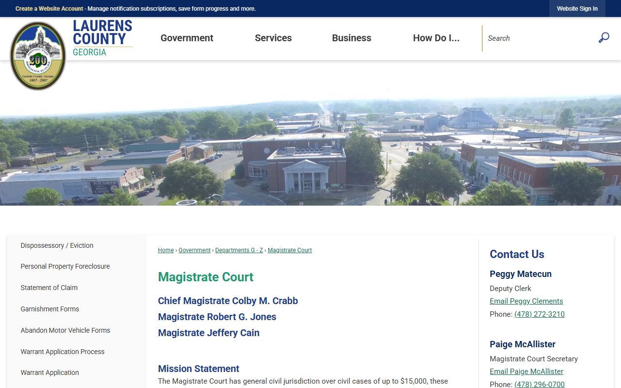 Laurens County arrest records Magistrate Court warrant and bond page