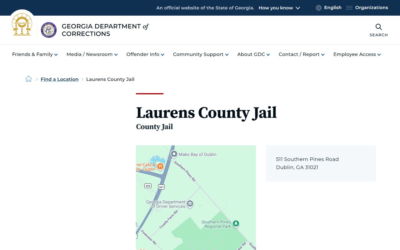 Laurens County arrest records Georgia Department of Corrections jail location