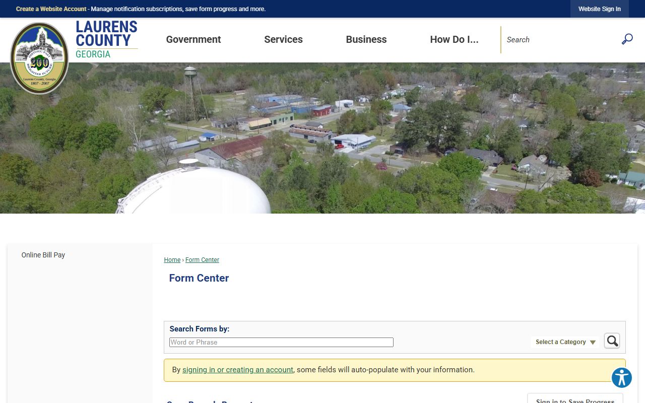 Laurens County administrative open records request form showing fields and delivery choices