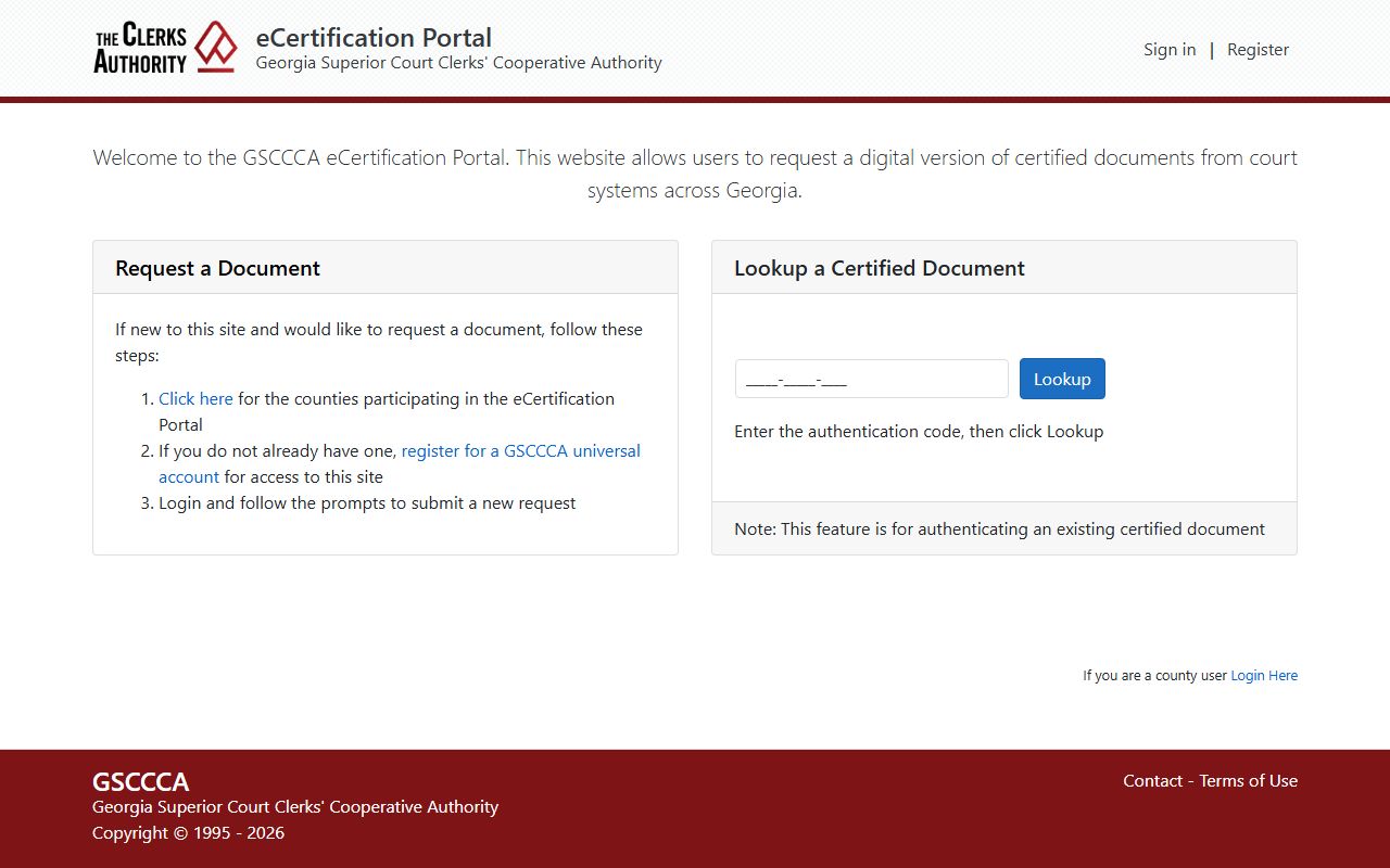 Laurens County court records GSCCCA eCertification portal