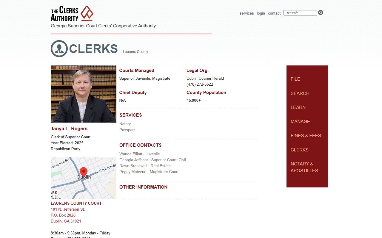 Laurens County court records GSCCCA Laurens County clerk profile