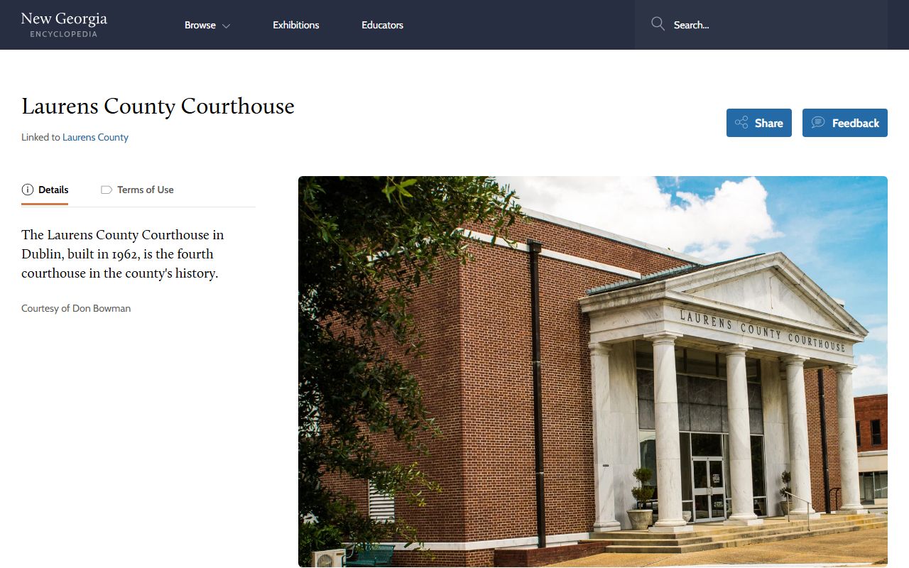 Laurens County court records courthouse history image