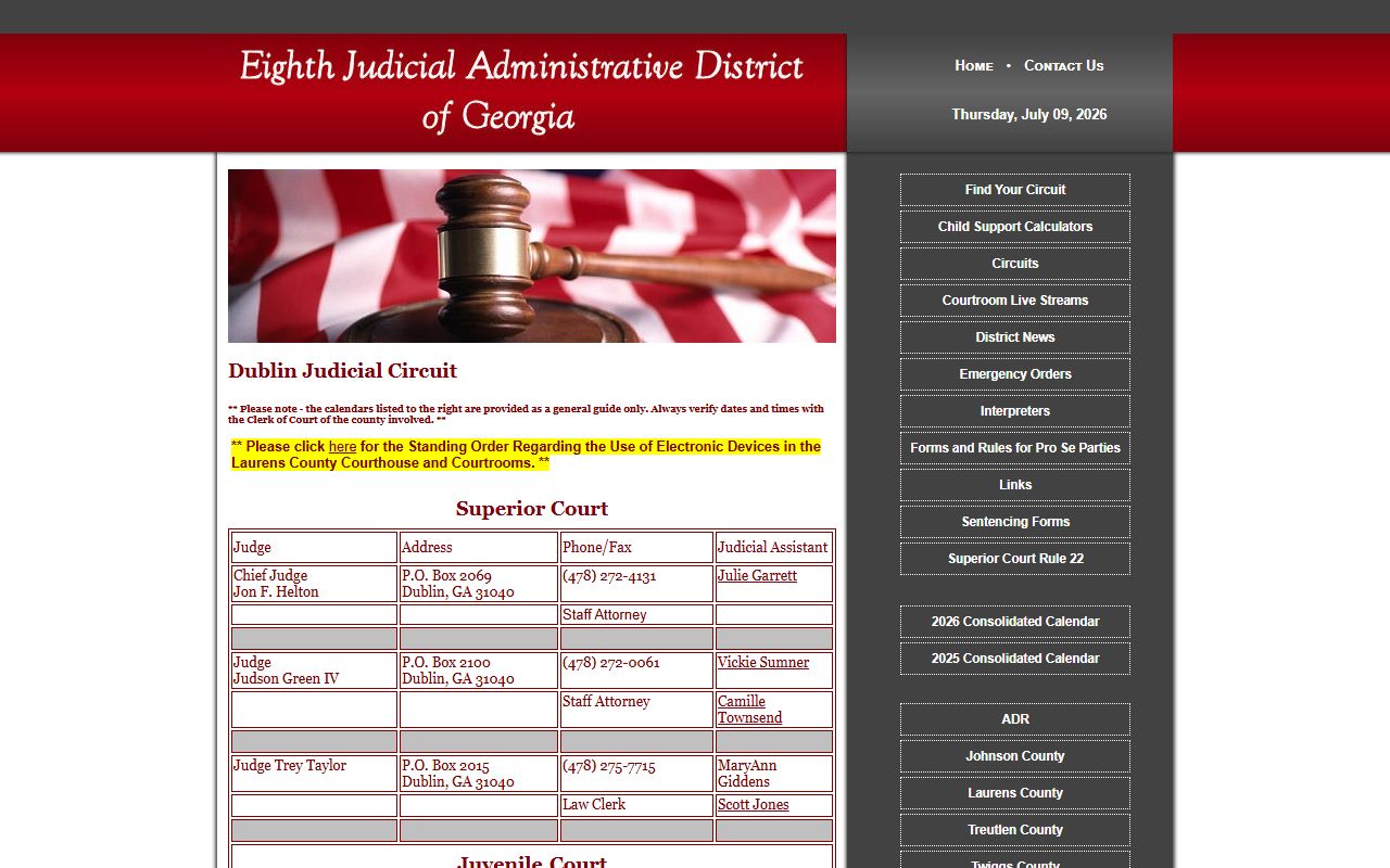 Laurens County court records Dublin Judicial Circuit listing
