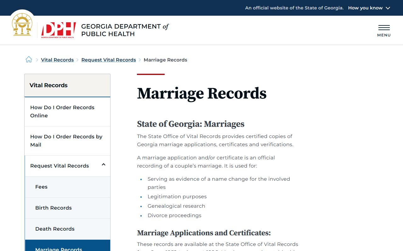 Laurens County marriage records Georgia DPH marriage records page