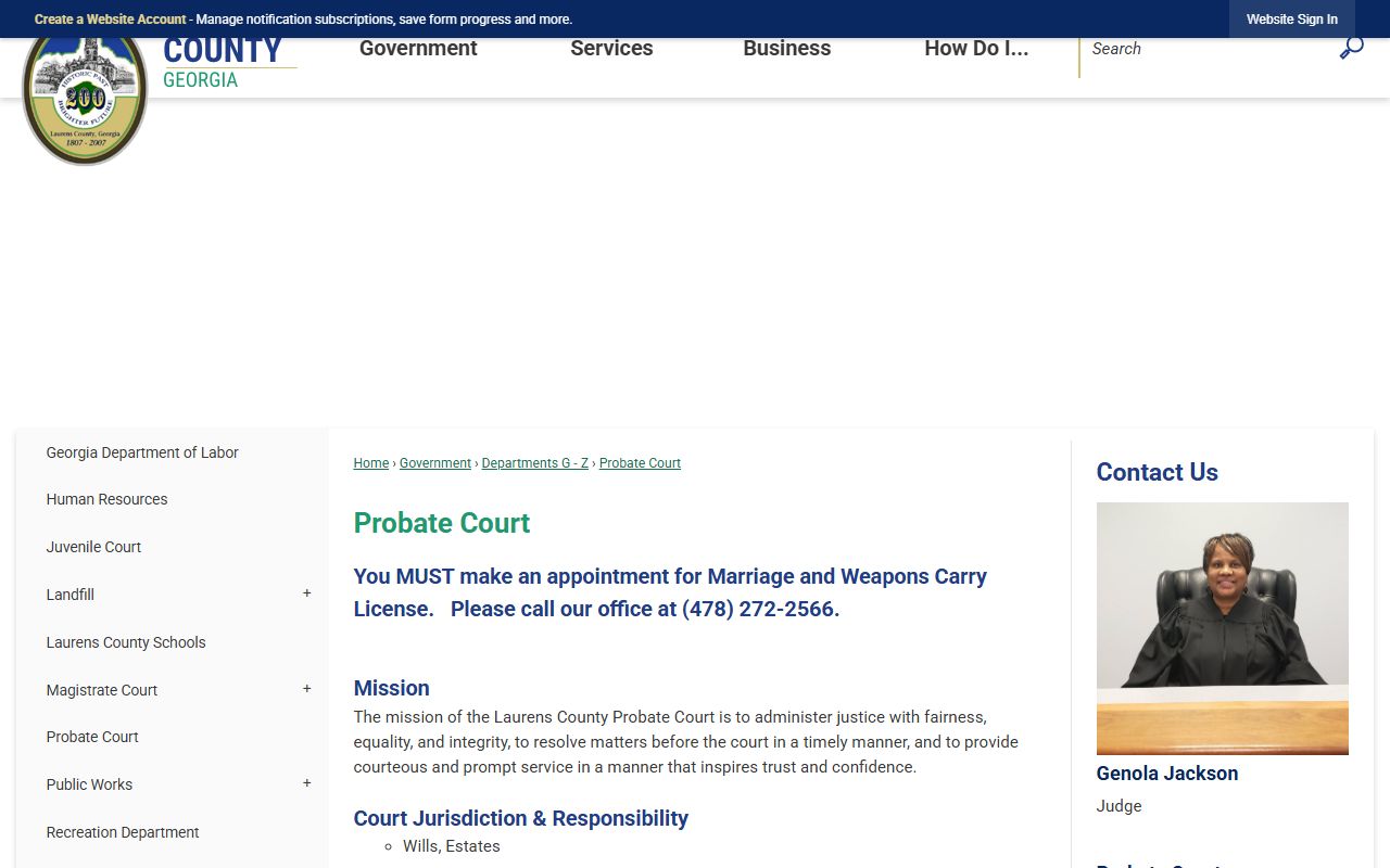 Laurens County probate records Probate Court page