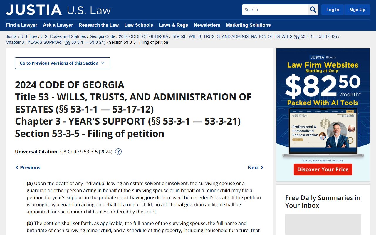 Laurens County probate records Georgia year's support statute