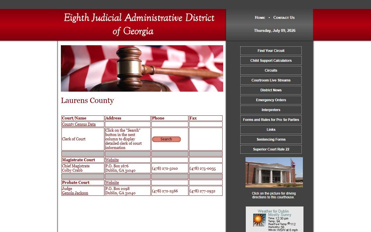 Eighth Judicial Administrative District Laurens County court listing
